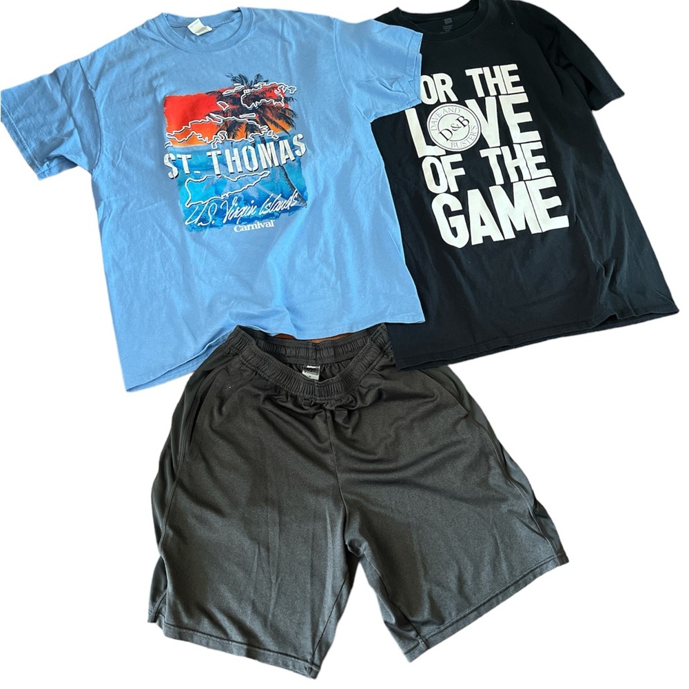 Bundle I pair champion gray short Medium and 2 screen printed tees size …